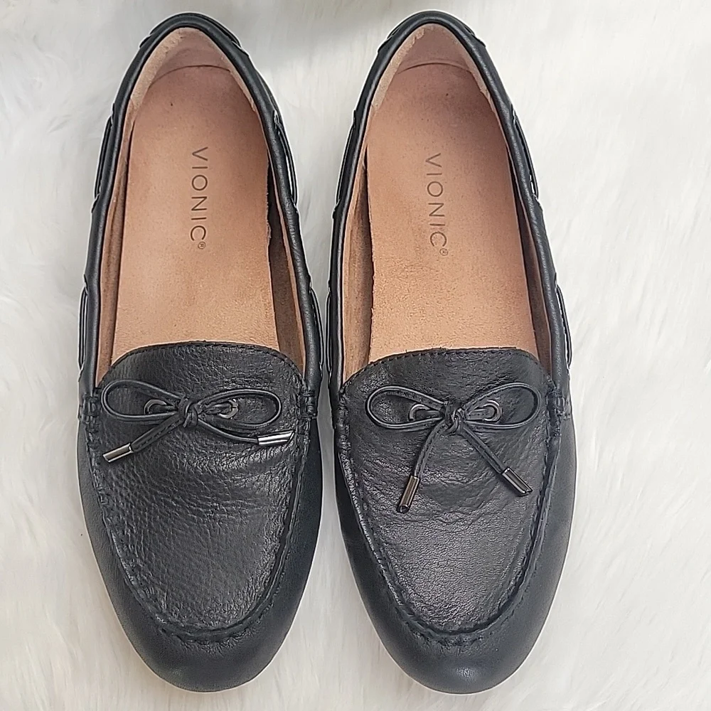 VIONIC NeW Virginia Black Leather Ortho Slip On Driving‎ Moccasin Loafer 10 WIDE